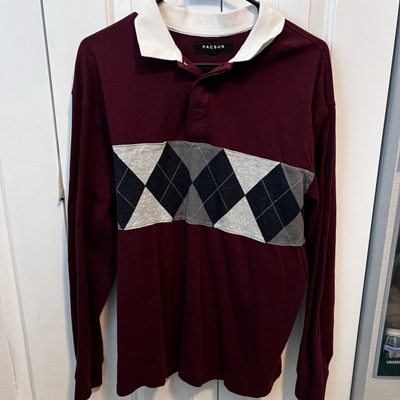 Pacsun Collared Burgundy Sweatshirt (Small) - Picture 1 of 3